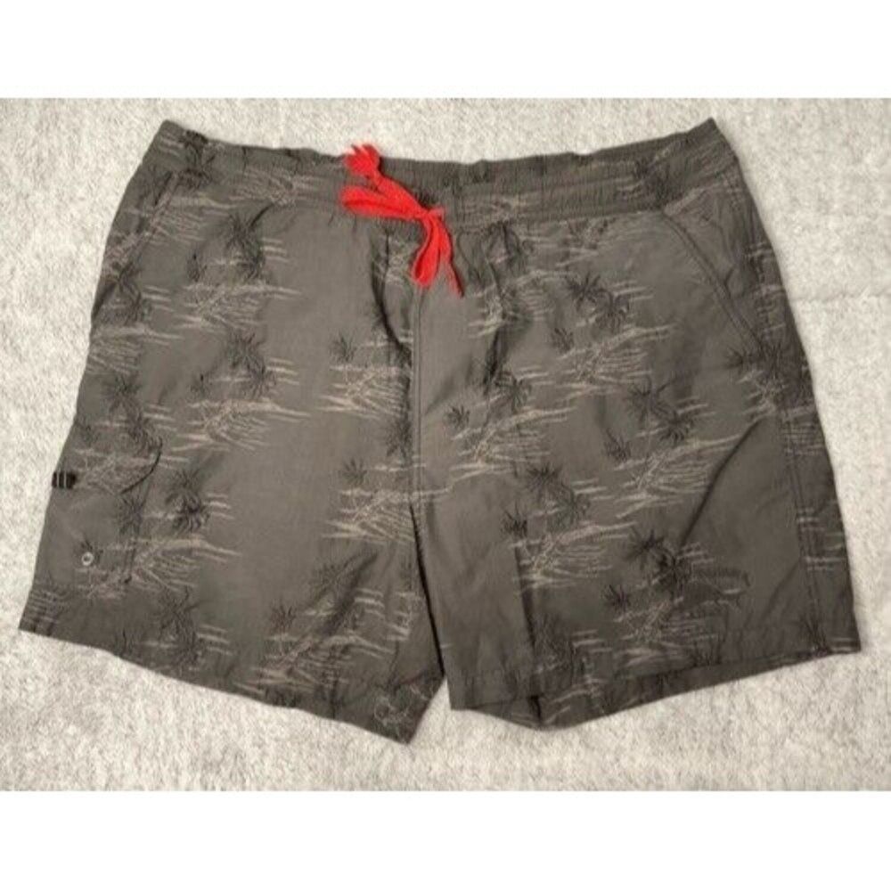 Tommy Bahama Relax Men's Gray Palm Tree Print Lined Trunks Swim Shorts Size XL